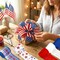 8 Rolls Patriotic Wired Edge Ribbon Set – 2.5" x 26 Yards Total, USA Flag Star Stripe & Burlap Fabric Ribbon for 4th of July, Wreaths, Gift Wrapping & DIY Crafts